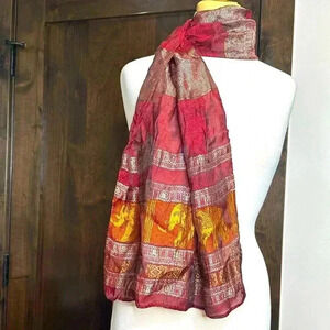100% Silk Scarf Thai Imported women’s accessories elephant cold red neck wrap